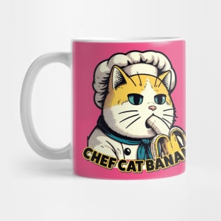 Banana Buffet Chef Cat - Japanese-Inspired Culinary Art Mug